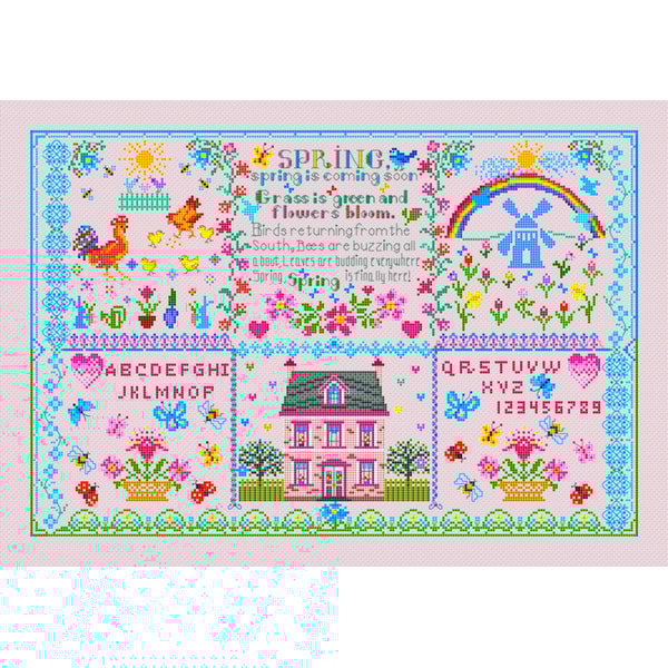 HAPPY SPRING SAMPLER Cross stitch pattern PDF by CrossStitch - Inspire ...