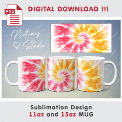 TIE-DYE Sublimation Design - 11oz 15oz MUG - Digital Mug Wrap