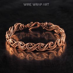 Wire wrapped pure copper bracelet Unique stranded wire bangle Antique style jewelry 7th Anniversary gift  for him or her
