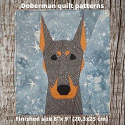 Doberman quilt block PDF Pattern 4 versions Paper Piecing