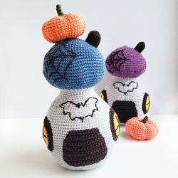 crochet halloween amigurumi crochet pattern mushroom house and pumpkin in english