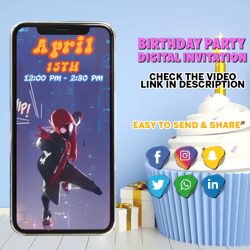 spider-man: into the spider-verse invitation, spider-man video invitation, spider-man invite, spider-man birthday