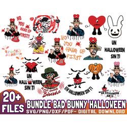 20 files bad bunny halloween bundle svg, bad bunny svg, digital download, bad bunny png, halloween svg, bad bunny bundle