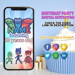 pj mask birthday invitation. pj mask animated invitation. pj mask invitation, birthday invitation