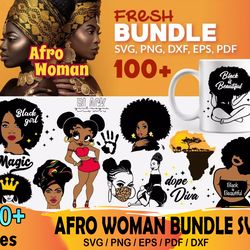 100 afro woman bundle svg, black girl svg, black queen svg
