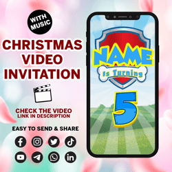paw birthday video invitation, paw digital video invitation, paw personalized video invitation, patrol evites