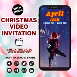 spider-man: into the spider-verse invitation, spider-man video invitation, spider-man invite, spider-man birthday