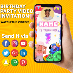Game Invitation, Gaming theme Birthday Video Invitation, Animated Invitations, Gaming Party, Kids Birthday Invite