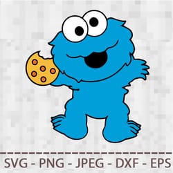 sesame street cookie monster elmo collection svg png jpeg digital cut vector files for silhouette studio cricut design
