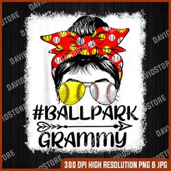 messy bun hair ballpark grammy softball baseball mothers day png, ballpark grammy  png, mother day png, png file , png