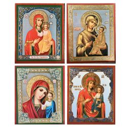 HODEGETRIA set of 4 icons of Virgin Mary |  Russian Icons of the Mother of God - Hodegetria type of depiction