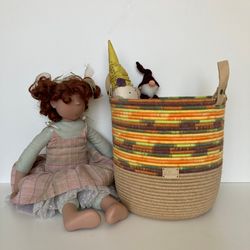 Orange Large basket with handles 10'' x 10.5''