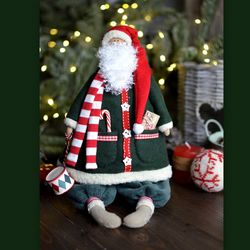 Santa Tilda With Drum Handmade Santa Santa Doll Christmas Doll Christmas Decor Letter to Santa New Year Decor Candy Cane