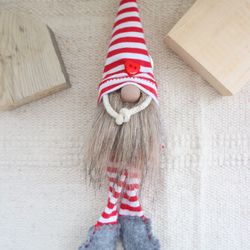 Stripped  Gnome Keychain handmade  Gift for Girl