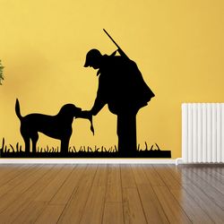 Hunter With A Dog, Wild Duck Hunter, Wildlife, Hunting, Fishing, Car Stickers Wall Sticker Vinyl Decal Mural Art Decor