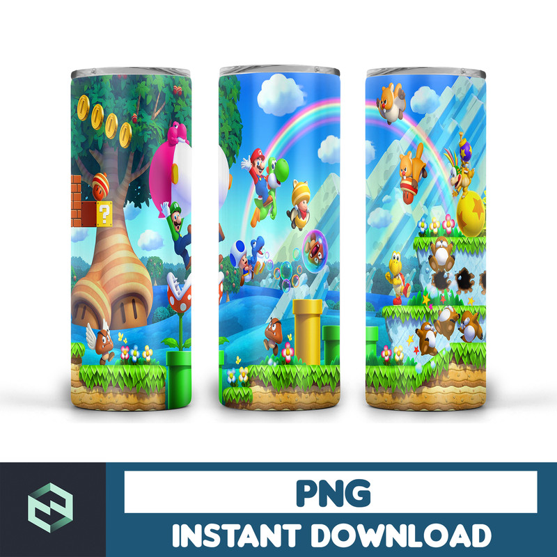 Mario DESIGNS 20oz Skinny Straight & Tapered, Template for Sublimation, Full Tumbler Wrap, PNG Intant Download (2).jpg