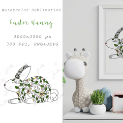 Easter Bunny Watercolor Sublimation, PNG, JPEG