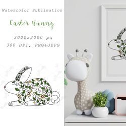 easter bunny watercolor sublimation, png, jpeg