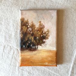 Small landscape painting original miniature painting oil paintings meadow painting wall art modern realistic tiny art
