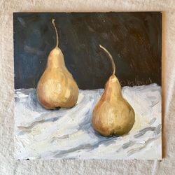 Original Painting Pears Oil Painting Still Life Painting Black Pears Background Painting Wall Art