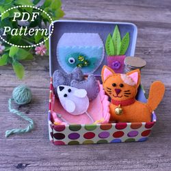 Miniature Cat Felt Play set PDF Pattern