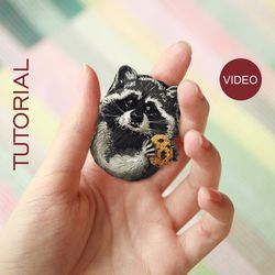 Polymer clay tutorial , Raccoon brooch pin , pendant, necklace , Video tutorial how to make easy jewelry for beginners