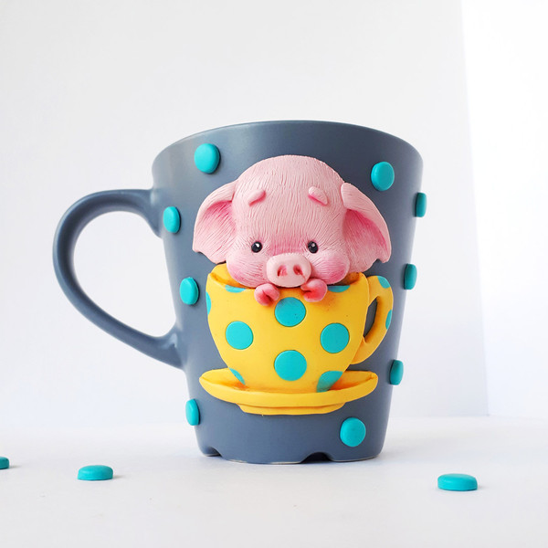 Cute pink pig Polymer Clay coffee Cup.jpg