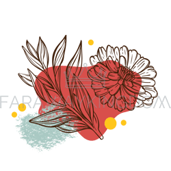 flower and branch abstract collage botanical sketch vector