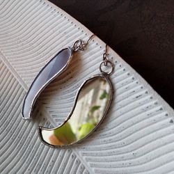 wavy mirror earring, simple stained glass, pepper earrings, glass earrings, kawaii earrings, dangle earrings