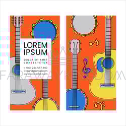 guitar banjo tambourine music teacher business card template