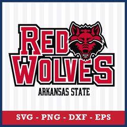 logo arkansas state red wolves 5 svg, ncaa svg, sport svg, png dxf eps file