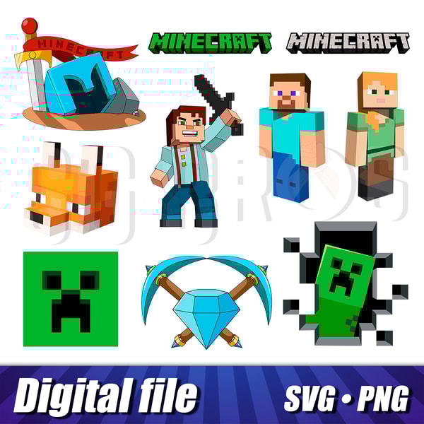 Minecraft svg and png images, Cricut files, Cut print | Inspire Uplift