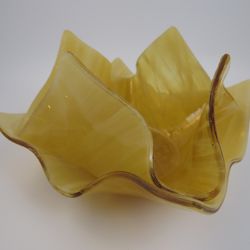 2758 - Lotus Flower Style Fused Glass Candleholder