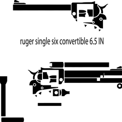 rugersingle-sixconvertible6.5in gun black white vector outline cnc laser cutting, wood, metal engraving, cri