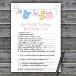Clothesline How well do you know baby shower game card,Clothesline Baby shower games printable,Baby Shower Activity-341