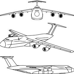 Lockheed C5A Galaxy Vector Black white vector outline or line art file for cnc laser cutting, wood, metal engravin