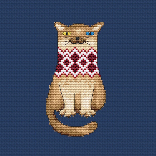 Ukrainian cat cross stitch pattern-2