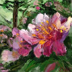 original painting pink flowers original art landscape artwork original floral artwork by artbymila