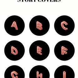 36  english alphabet and numbers instagram highlight covers.  Letters social media icons. Instagram highlight
