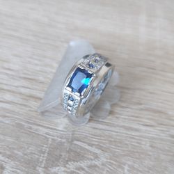 RING WITH THIS STONE CLASSIC MEN'S RING STERLING RING STYLISH RING FOR MEN FASHIONABLE RING WIDE RING WITH STONES