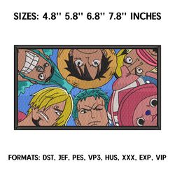 luffy, usopp. zoro. sanji, chopper embroidery design file, one piece anime embroidery design, machine embroidery