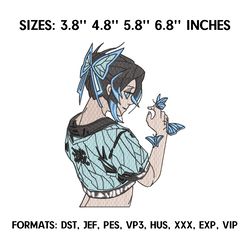 shinobu kocho embroidery design file, kimetsu no yaiba anime embroidery design, machine embroidery, demon slayer design