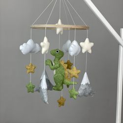 Baby crib mobile dinosaur nursery neutral mobile hanger.Gender baby shower gift.
