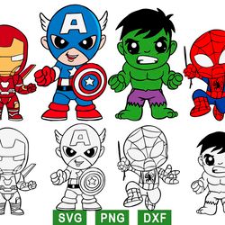 superhero babies svg, iron man svg, captain america svg, hulk svg, spiderman svg