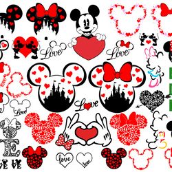 disney valentines day hearts svg, minnie mickey happy valentine's day svg png