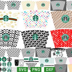 starbucks fashion brand 24oz svg, starbucks gucci svg, coach brand svg, louis vuitton brand svg, dior svg, michael kors