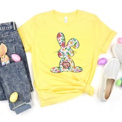 cute floral bunny easter t-shirt, floral spring shirt, cute bunny shirt, easter bunny shirt, gift, cute easter shirt, ea