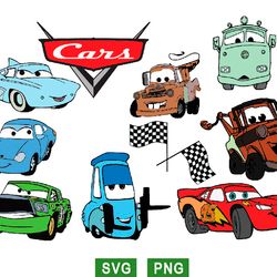 disney lightning mcqueen svg, tow mater svg, disney cars characters png