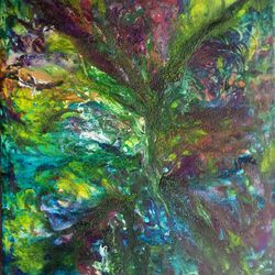 Abstract Fern Painting Art PRINT - digital file that you will download