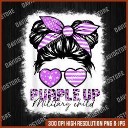 purple up for military kids messy bun military child month png, mother day png, png file , png sublimation, png, digital